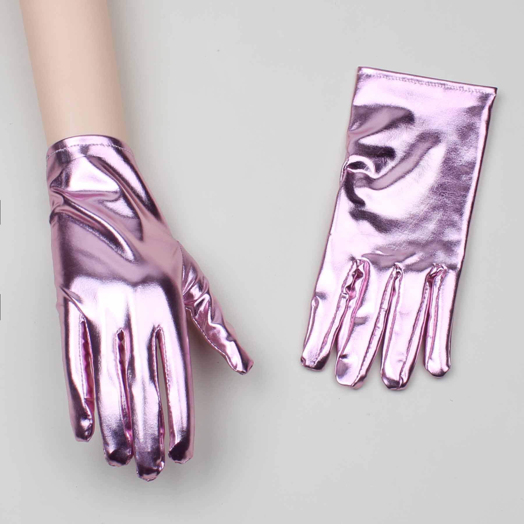 에나멜 가죽 숏 풀 핑거 핑크