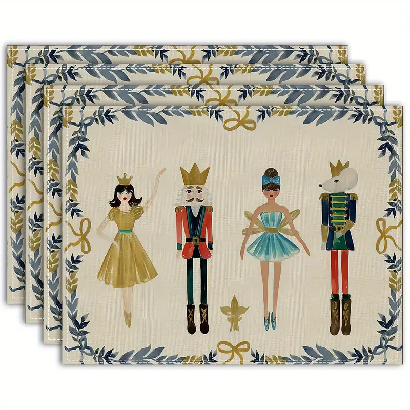 Transfronterizos lino almohadilla de mesa Aliexpress TEMU Amazon almohadilla de mesa cuadrada búfalo rojo almohadilla de Navidad Día de la Independencia