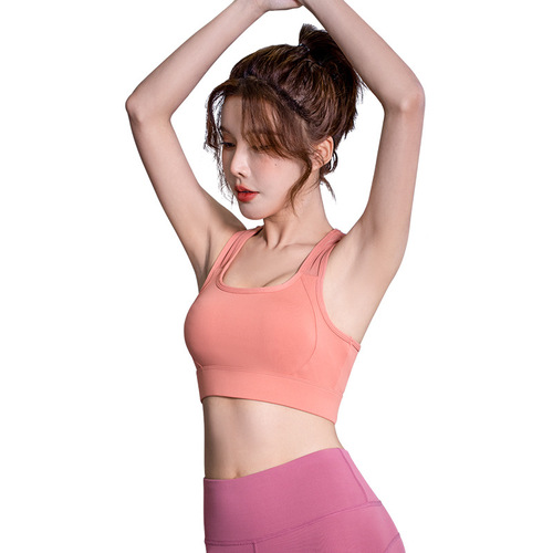 Juyitang sports bra women's anti-shock-absorbing bra fitness running mesh European and American outer wear beautiful back yoga vest