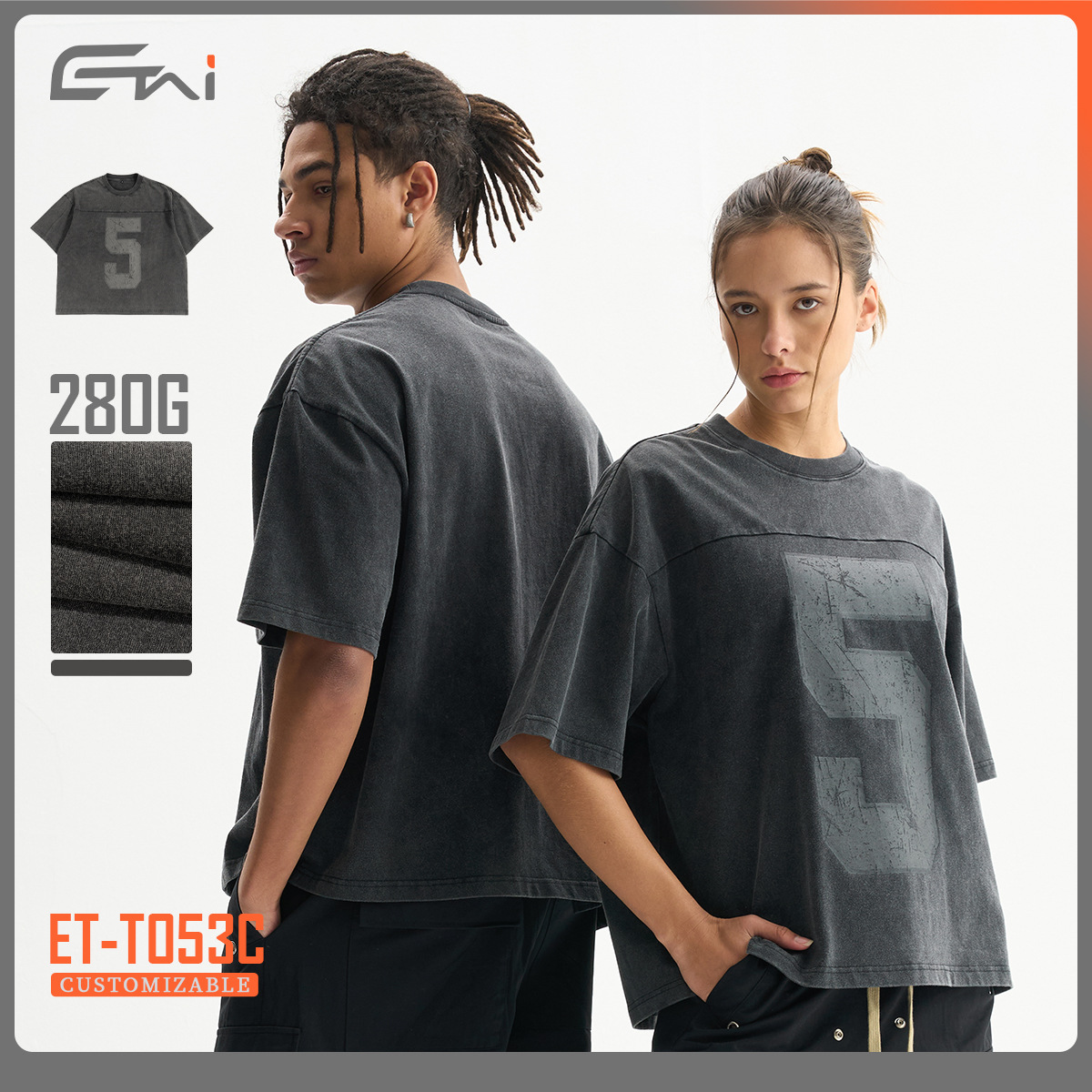 ETAI Ropa para hombres | Camiseta pesada de algodón lavado retro de alta calidad de manga corta de estilo neutral de alta calidad