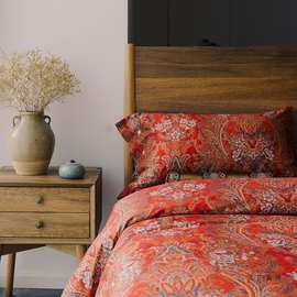 结婚礼物四件套婚庆棉质品质红色婚礼婚房床上用品喜被美式