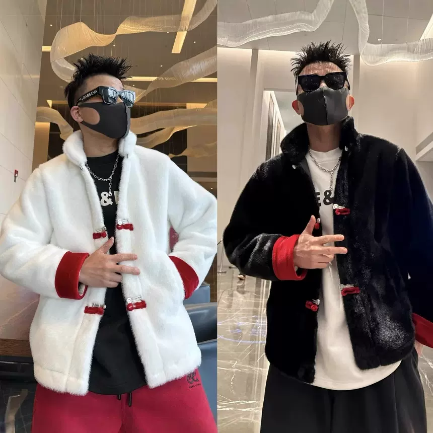 【新年限定】2025年新中式国风盘扣撞色宽松时尚夹克外套时尚潮流