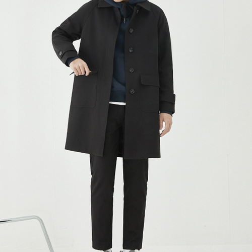 Men's Long Length Loose Han Style Parka Jacket with Collar, 2024 New Autumn/Winter Casual Style, Rugged and Simple Top