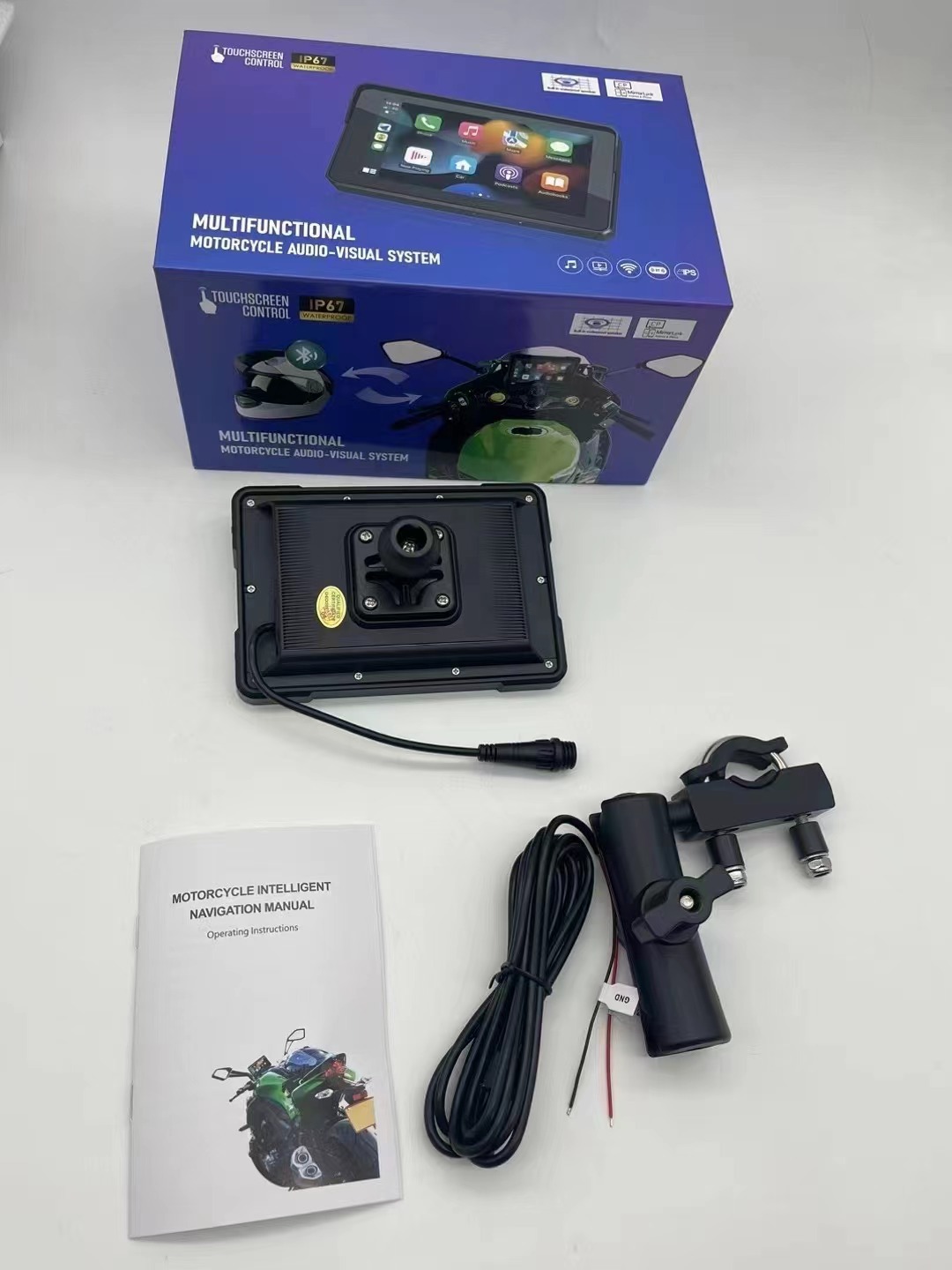 Waterproof motorcycle driving recorder touch screen motorcycle car machine Carplay recorder auto wireless bluetooth