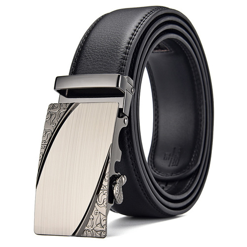 Belt wholesale men's double-sided genuine leather business automatic buckle belt cowhide men's belt with embossed LOGO belt