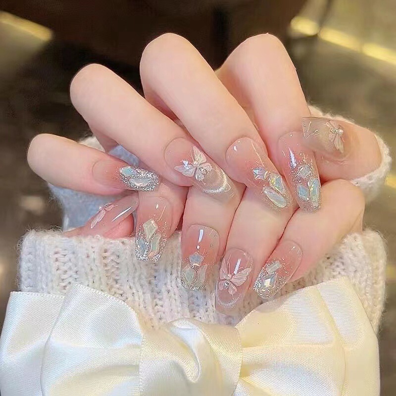 Wearable Short Butterfly Fairy Cat-Eye Nail Stickers, Removable and Reusable Fake Nails, Wearable Style Wearable Short Butterfly Fairy Cat-Eye Nail Stickers, Removable and Reusable Fake Nails, Wearable Style