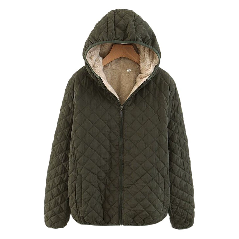 Зимняя одежда в корейском стиле, утягивающее клетчатое кашемировое утолщенное теплое хлопковое пальто с капюшоном, женское пальто больших размеров