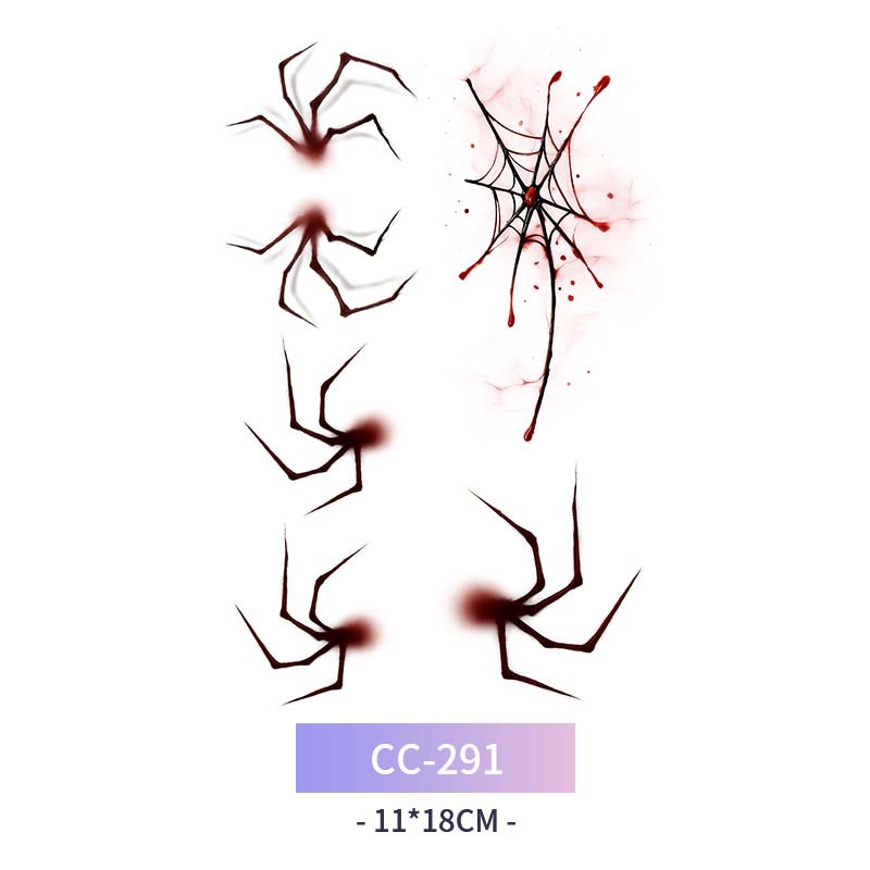 Transfronterizo en stock al por mayor de halloween colorido mariposa tatuaje pegatinas simulación sangrienta cicatriz pegatinas divertidas pegatinas impermeables