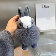 真狐狸毛小兔子挂件毛绒公仔包挂饰汽车钥匙扣手机链趣趣萌