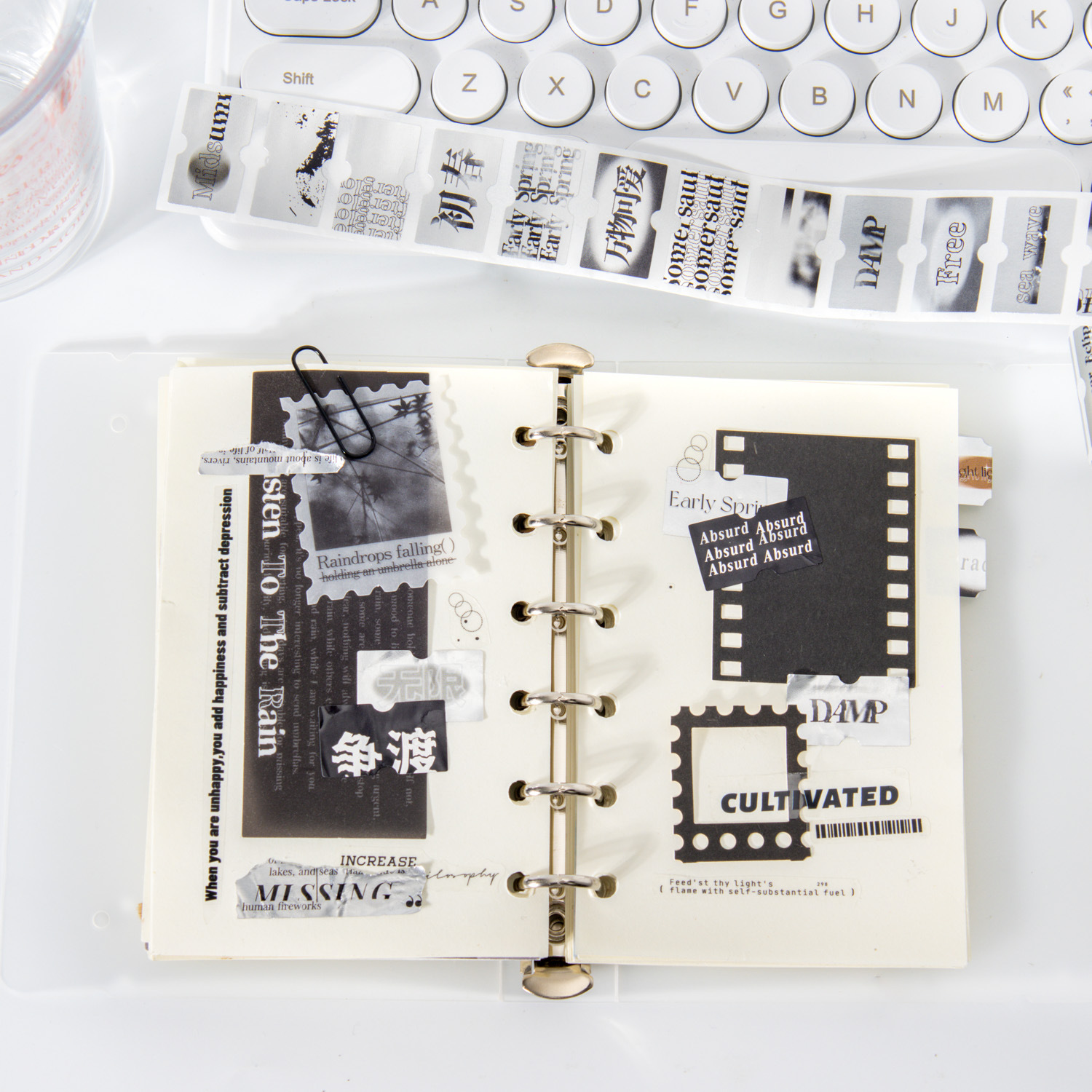 Ketchup girl cinta de desecho a granel etiqueta romántica viento ins retro película de corte mate etiqueta de cuenta de mano