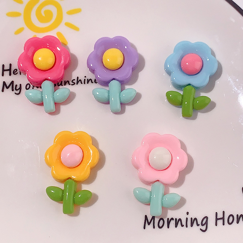 Nuevo color sólido tulipán flor de resina accesorios DIY pegamento crema caja de teléfono móvil adornamiento de pelo agujero agujero colgantes de hebilla de zapatos, etc.