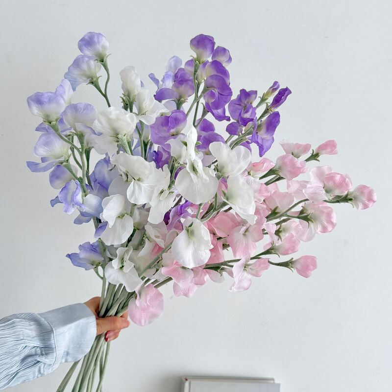 High-Quality Artificial Pea Flowers, Nordic Style Butterfly Sweet Pea, Niche Floral Materials, Fake Flowers for Wedding Hall Scene Decoration