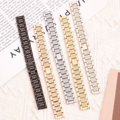 適用蘋果applewatch手錶帶三珠金屬滿鑽帶鑽iwatchs10小蠻腰錶帶