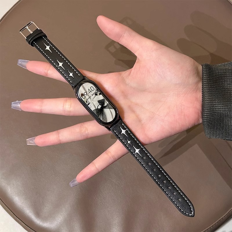 For Xiaomi bracelet 8/9 strap 7nfc hollow starlight leather fashion smart sports bracelet 654 generation wristband