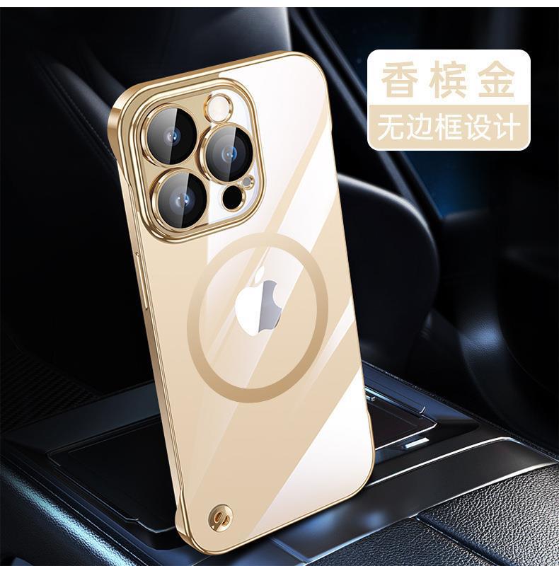 Aplicable iPhone16 PC galvanoplastia sin marco para teléfono móvil 15 transparente Apple 14 viene con película de lente carcasa dura todo incluido