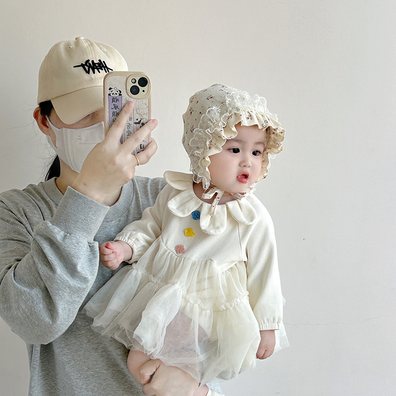Sombreros para bebés coreanos primavera y otoño delgados sombreros de puerta de chimenea sombreros de corte para bebés pequeños meses de algodón sombreros