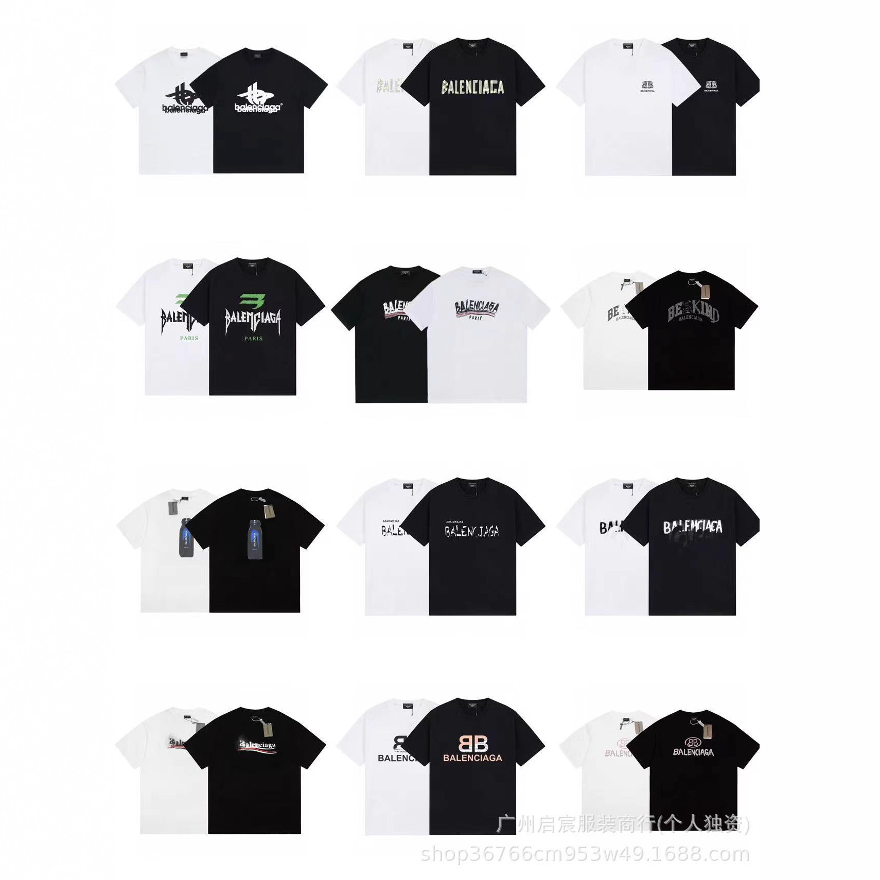 跨境外贸24ssB家春夏季logo印花短袖休闲宽松男女情侣同款t恤潮牌