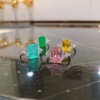 Rectangular zirconium, ring with stone, European style, wholesale