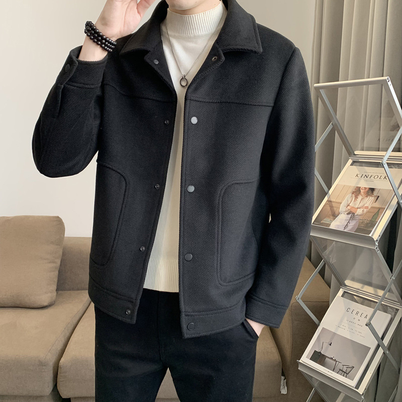 男性ジャケット秋冬韓国版ファッション修身カジュアルラシャ男性ショート感毛|undefined