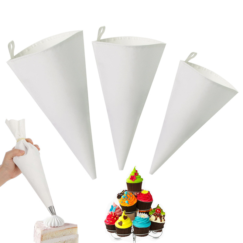 White Cotton EVA Coated Decorative Cloth Bag Reusable Cream Extrusion Cloth Bag Cake Baking Tools