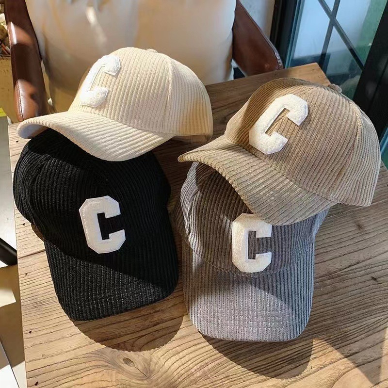 New Baseball Cap for Women in Autumn and Winter, New Corduroy Sports C-letter Internet Famous Outdoor, Same Style Men's Hard Top Duck Tongue Hat_voghion.com