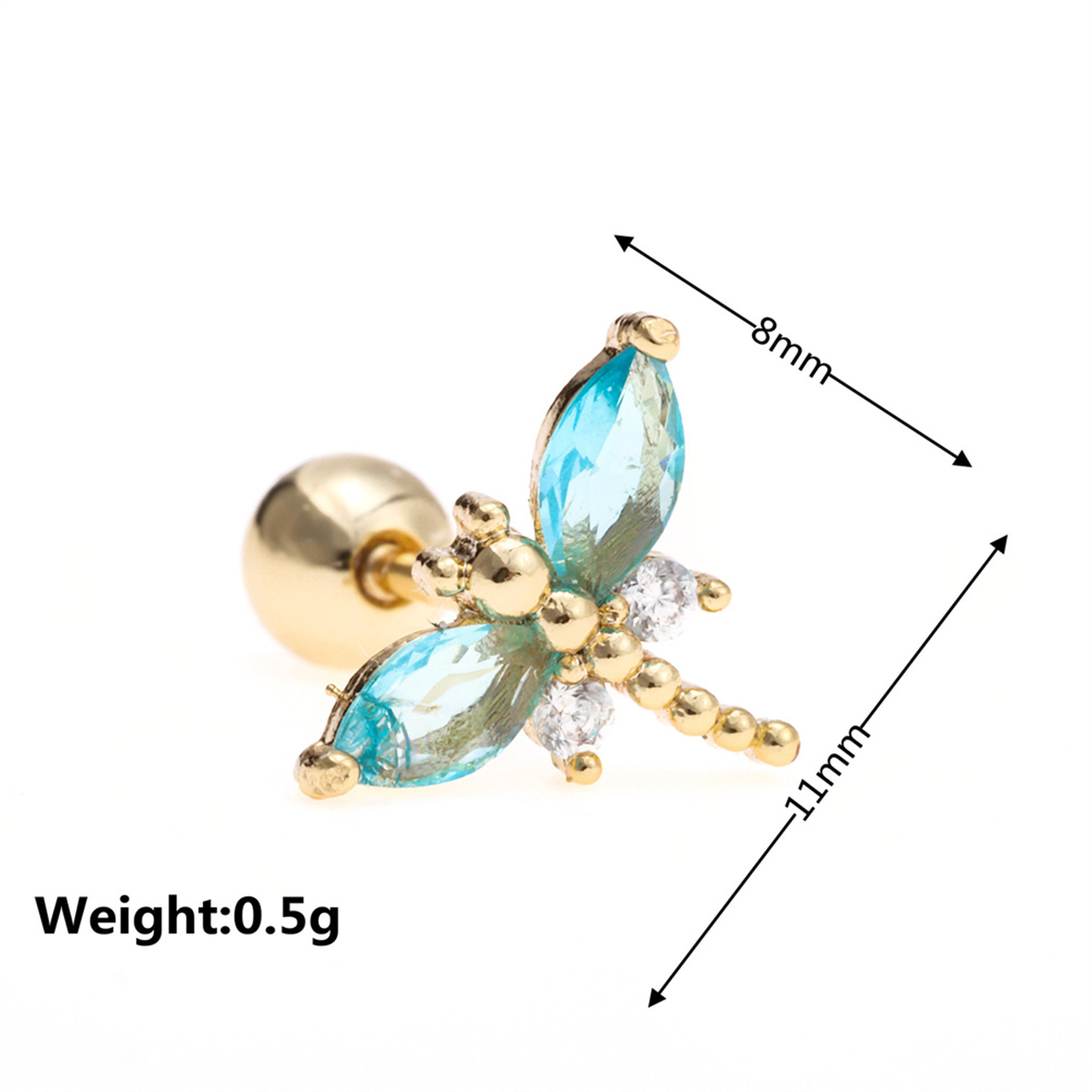 Fashion Animal Brass Inlay Zircon Ear Studs 1 Piece
