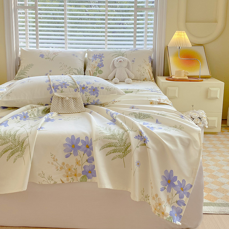 Nueva clase A algodón floral viejo y grueso sábana gruesa de una sola pieza de algodón puro 100 ropa de cama individual de dormitorio de primavera y verano de tres piezas