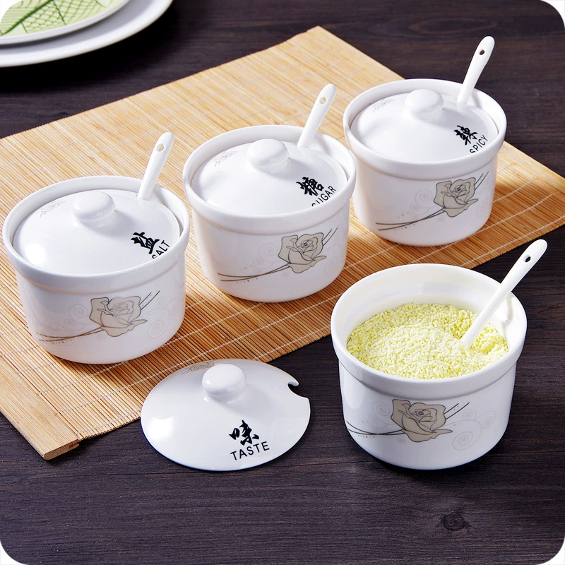 Креативная керамическая банка для приправ, коробка для приправ, бутылка для приправ, кухонная банка для соли, банка для приправ, коробка для приправ с крышкой, ложка