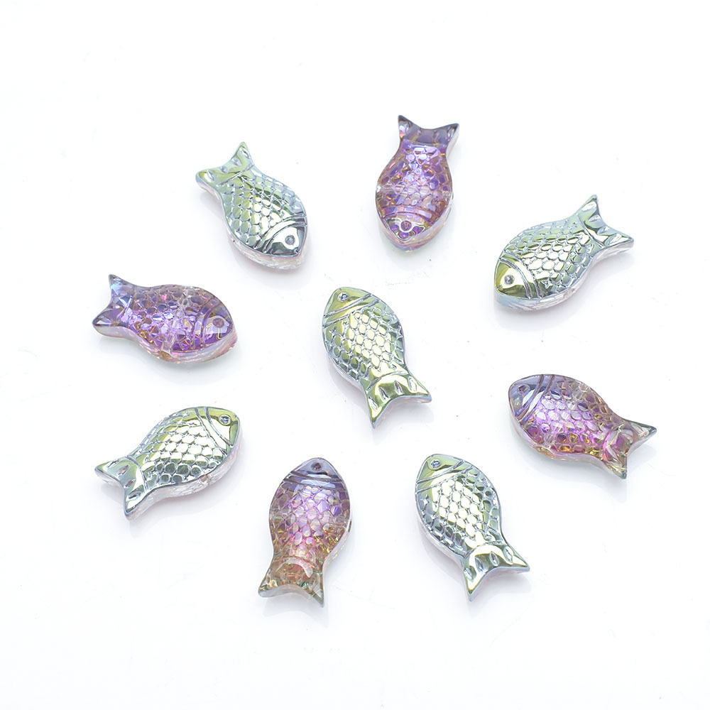 30g Weight Beads Jewelry Making Type DIY Jewelry Accessories Classification a Pack of 30 Quantity Crystal Material Fish Pattern Plating Design Cute Style A Pack Of 30 Crystal Fish DIY Jewelry Accessories Beads 9