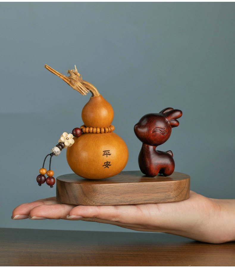 Natural Rosewood Deer Car Ornaments Safe Gourd Car Ornaments Walnut Base Center Console New Style