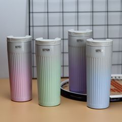 Wholesale Fun Striped Coffee Cups, Gradient Color Insulated Tote Mugs, Trendy Instagram-Worthy Water Bottles for Students and Couples