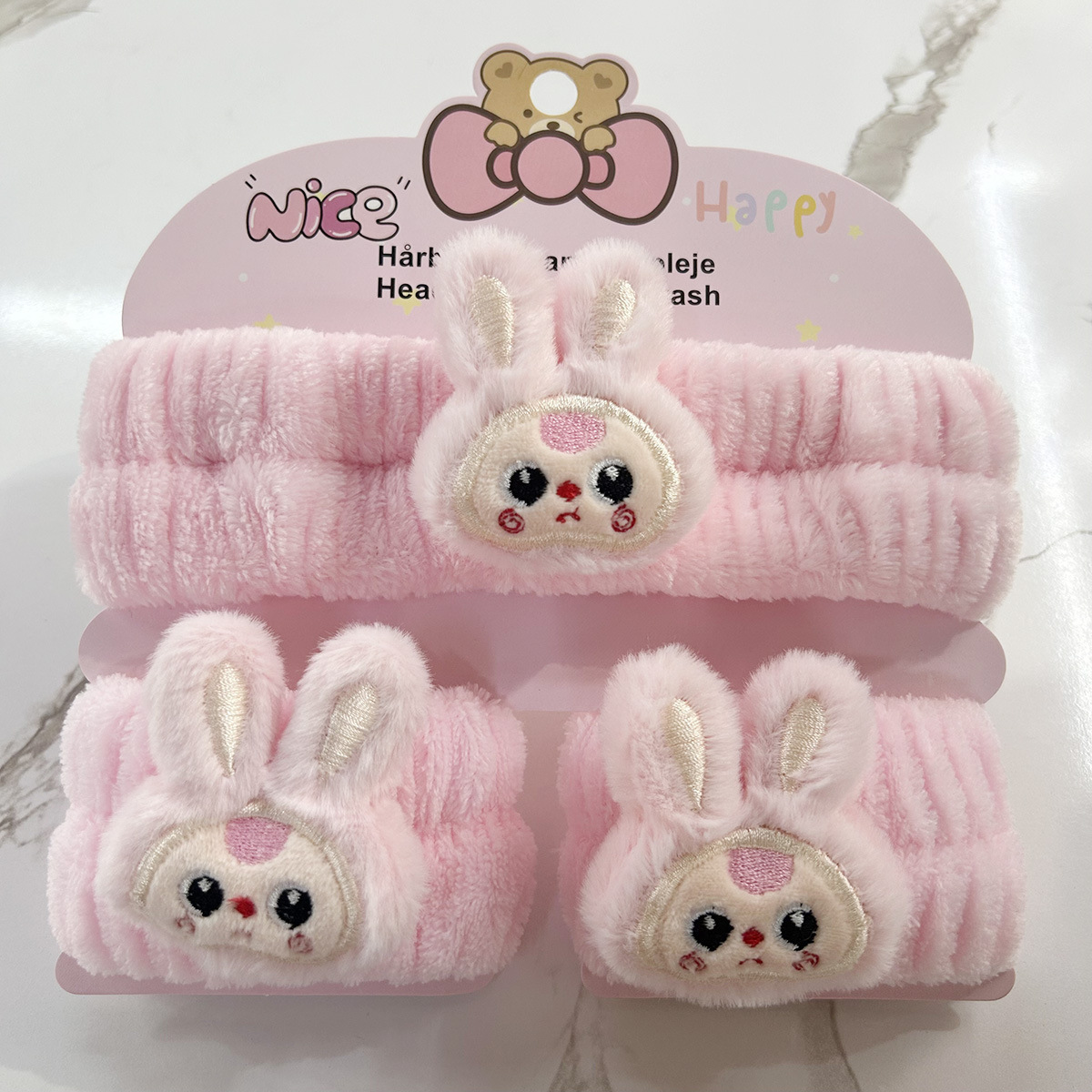 Banda de cabello de moda con tarjeta de papel dulce decoración de animales pequeños de peluche de lavado banda de cabello de dibujos animados correa de muñeca tridimensional