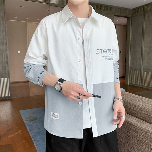 Men's 2025 Summer Trend Casual Long-Sleeve Shirt Spring and Autumn Outerwear Thin Version Clothing Top