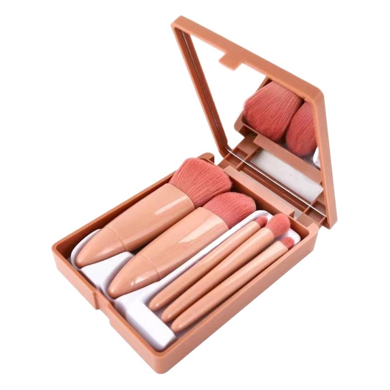 5 Unids pinceles de maquillaje traje portátil multi-función de cepillo suelto con espejo se ruboriza cepillo herramientas de belleza al por mayor