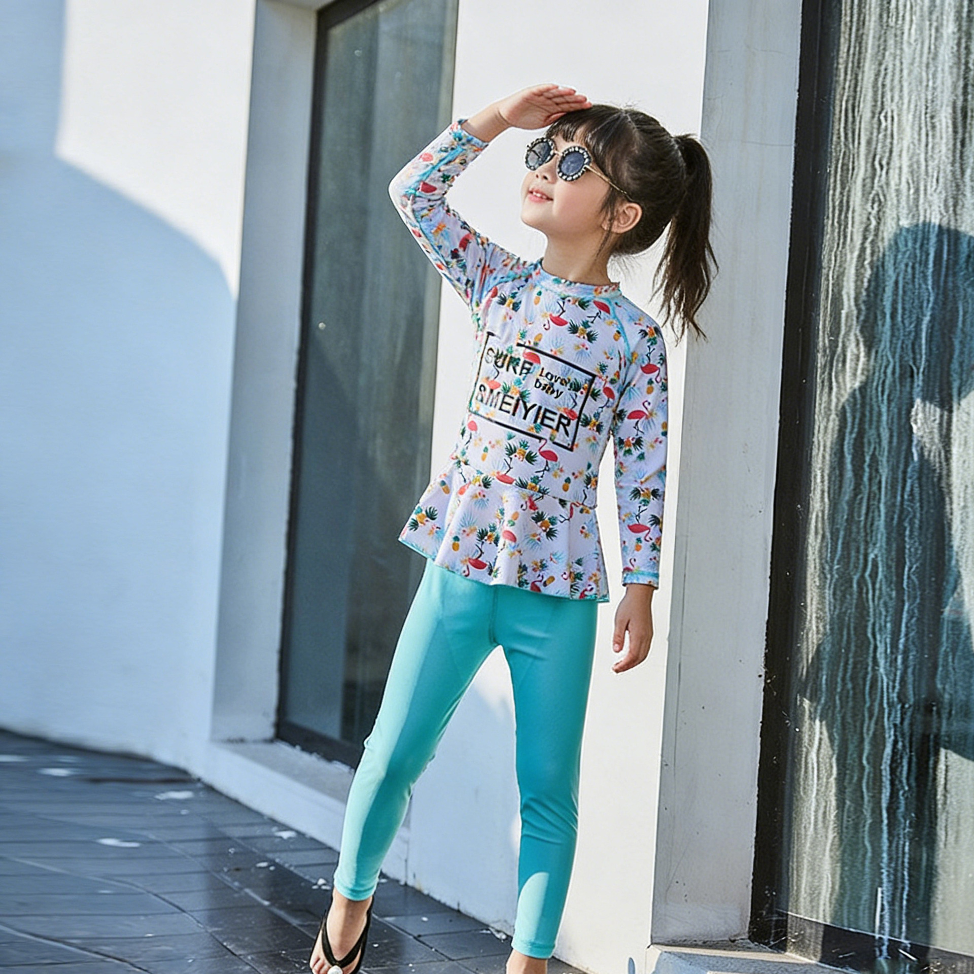 Children's swimwear, split uniform, long-sleeve, trousers, for teenagers 4