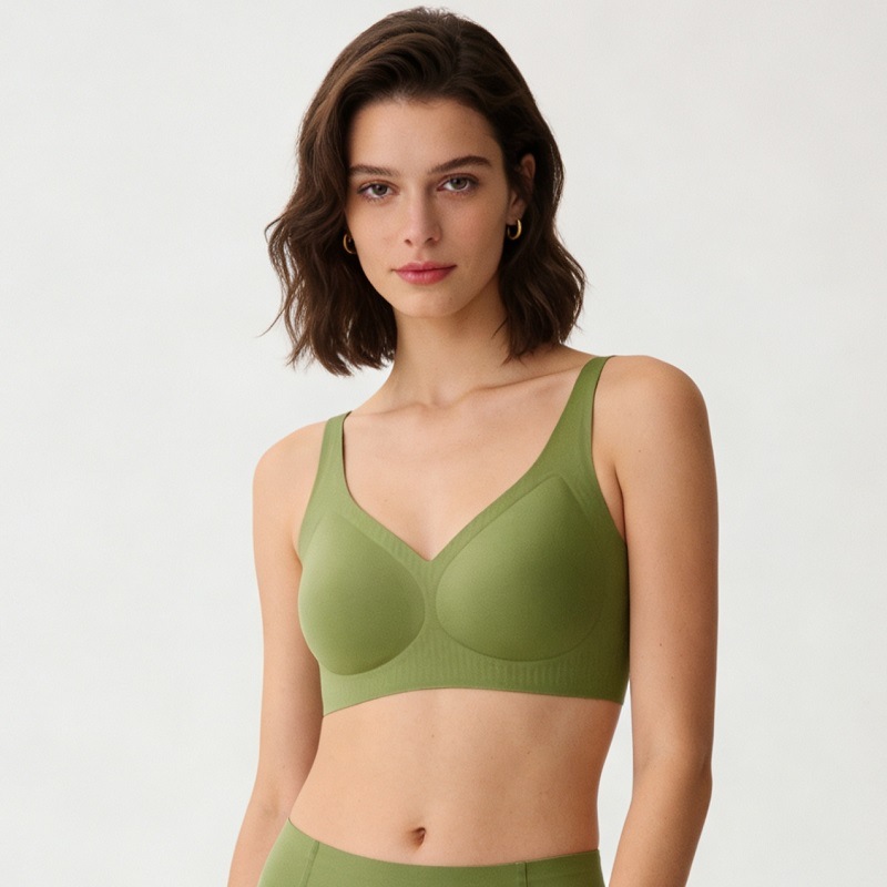 Seamless Vest Style Women's Bra V Neck Jelly Strip Soft Support Backless Makes Large Busts Look Smaller Thin Bra_voghion.com