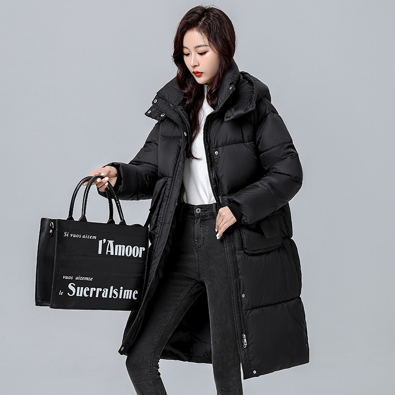 Transfronterizos de algodón largo y medio para mujeres 2024 nuevo invierno de bolsillo de pan chaqueta de algodón gruesa chaqueta de algodón image 3