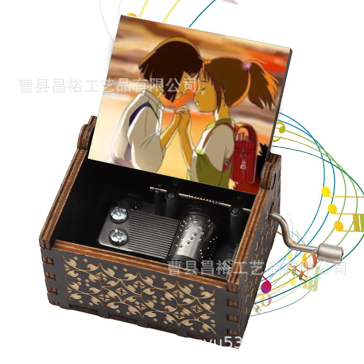 木製の手作りオルゴール創意カラープリント千と千尋のオルゴール木製の手を振ってオルゴールクロスボーダー専用です。