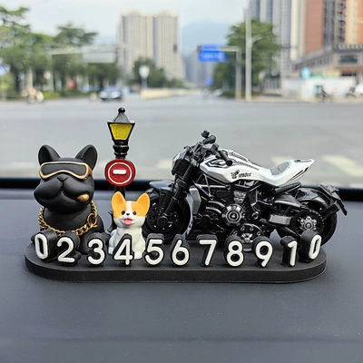 Nömrəli dayanma kartı — temporary parking number plate, 3D - black-french-bulldog-streetlight-corgi-cruise-white-3d-o-style