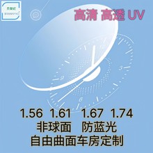 1.56自由曲面八轴2.0单光1.61防蓝光超薄1.74老花镜片超高防蓝光