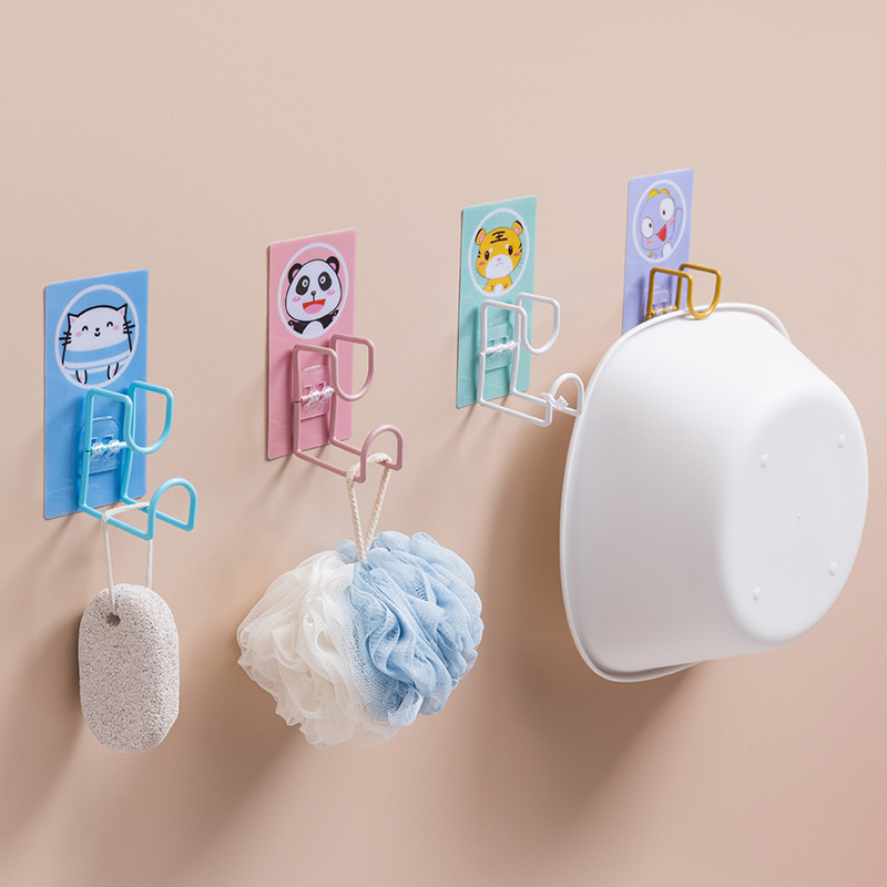 Household multifunctional washbasin hook non-perforated seamless cartoon hook toilet basin storage rack manufacturers wholesale
