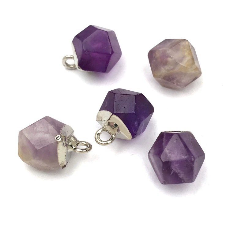 Organic three dimensional square turquoise crystal, pendant