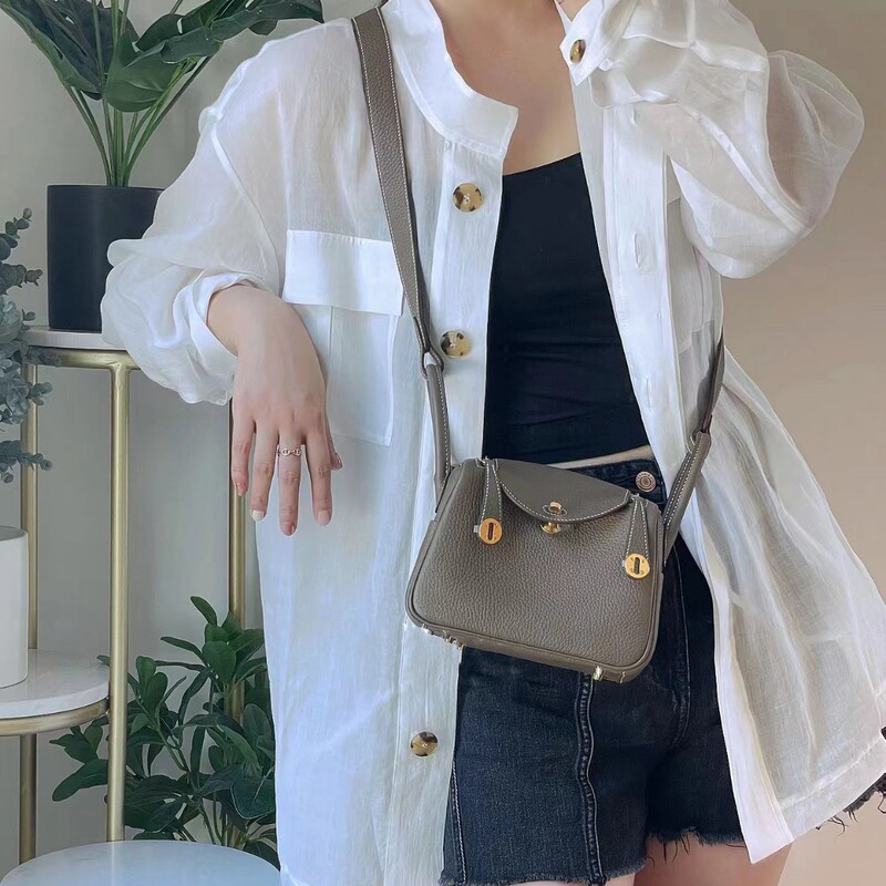 Half Wax Line Lindi Bag Mini Top Layer Togo Leather Leather Single-Shoulder Handbag Women's Crossbody Bag Doctor Bag Crossbody Bag