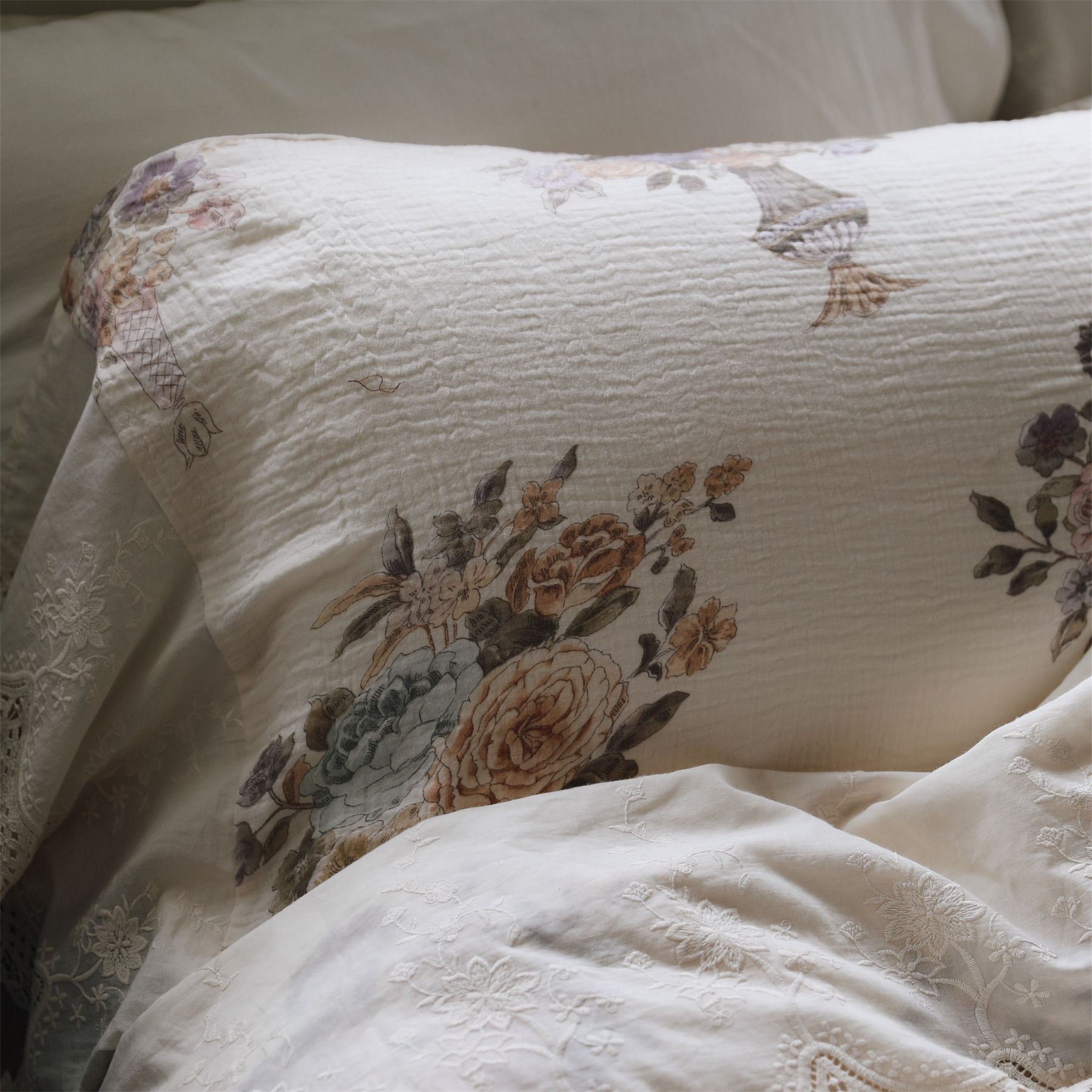 Set copripiumino 4 pezzi stile vintage boho in cotone lavato_voghion.com