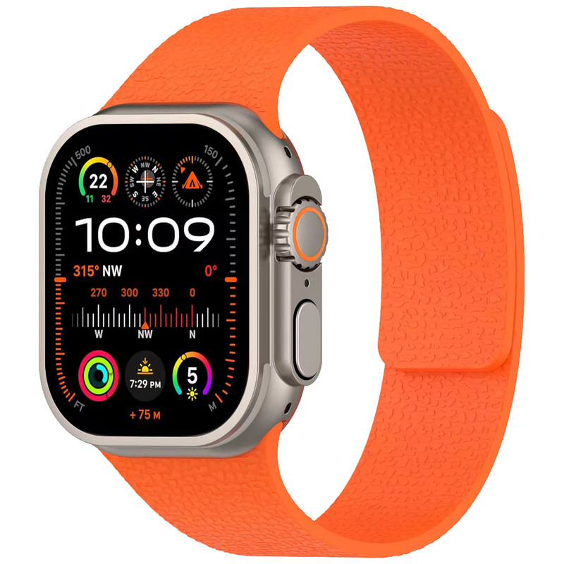 适用苹果手表带Apple Watch荔枝纹表带 Ultra荔枝纹硅胶磁吸表带|undefined