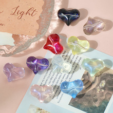 批发14X17mm仿天然水晶爱心屁桃琉璃桃心手工diy手串项链编绳材料