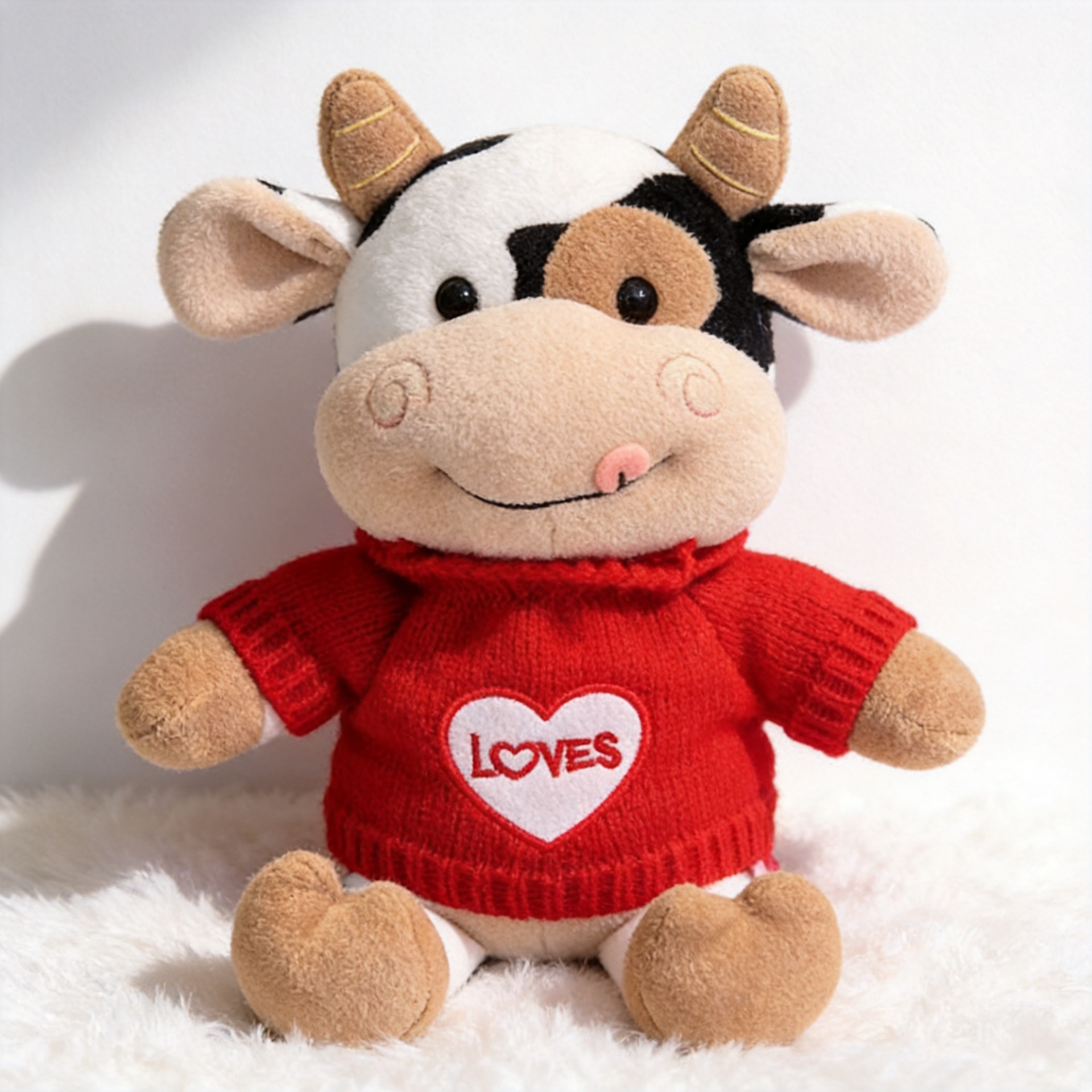 Cute vaca muñeca vestido ternera juguetes de peluche zodiacal año buey mascota muñeca de tela impresa LOGO