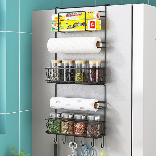 Multifunctional refrigerator rack side-mounted refrigerator rack kitchen supplies storage rack paper towel fresh-keeping bag seasoning storage rack