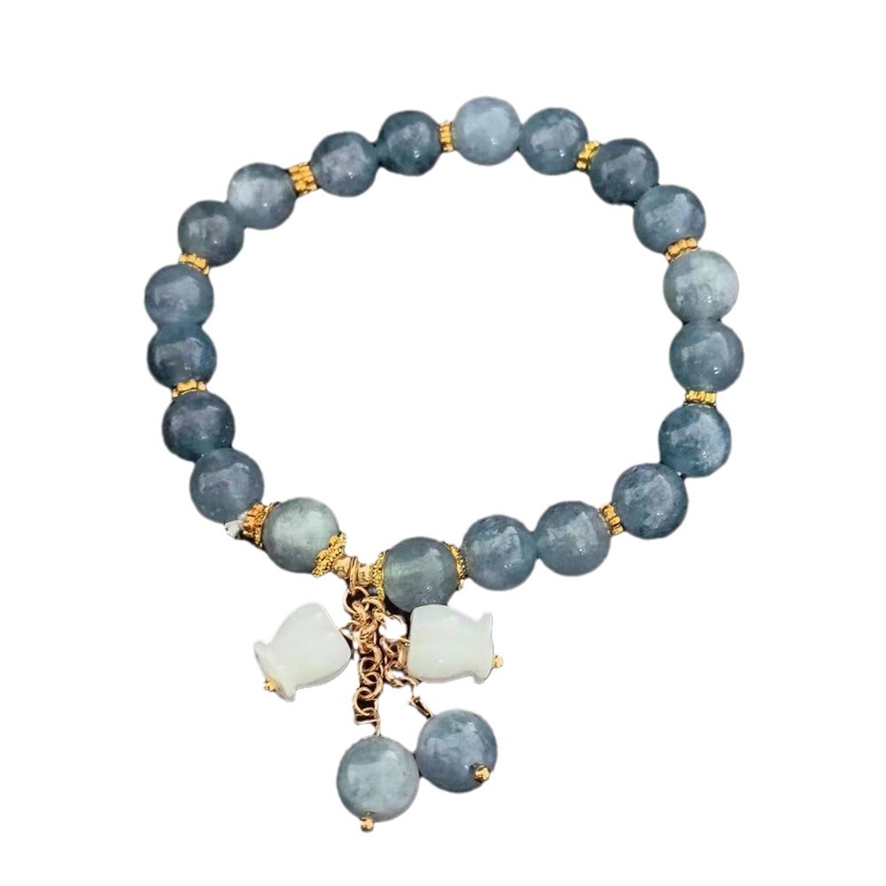 Piedra natural de color doble color pulsera de jade turmalina de color para mujeres Xiains nicho lujo ligero de alto nivel sensación de orquídea