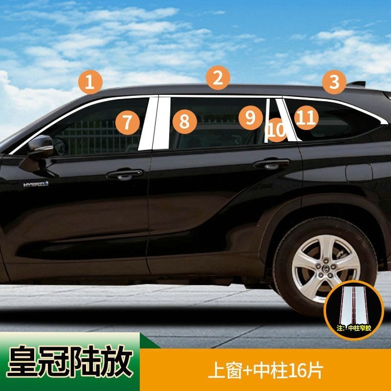 Toyota 22 Model New Highlander Window Trim Crown Exterior Decoration Strip for Modified Body Door Frame Window Edge